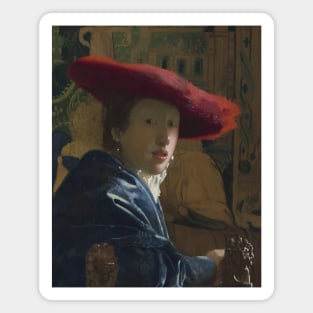 Girl with a Red Hat by Jan Vermeer Magnet